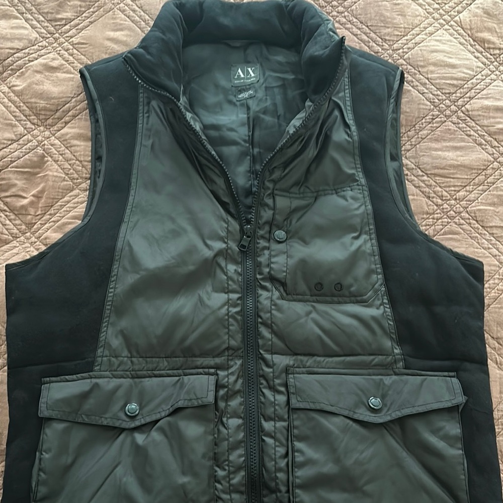 Armani Exchange Black Quilted Vest with High Collar